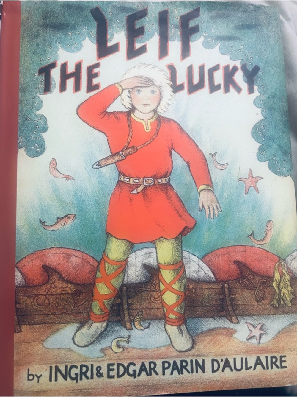 Leif the Lucky children’s book by Ingrid & Edgar apron D’aulaire